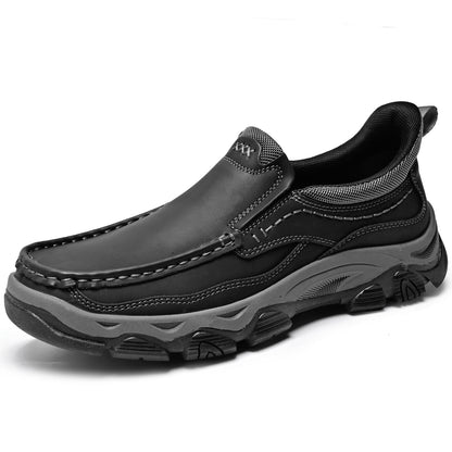 Mostelo® Mens Slip On Casual Outdoor Leather Walking Hiking Shoes V3672/V3673