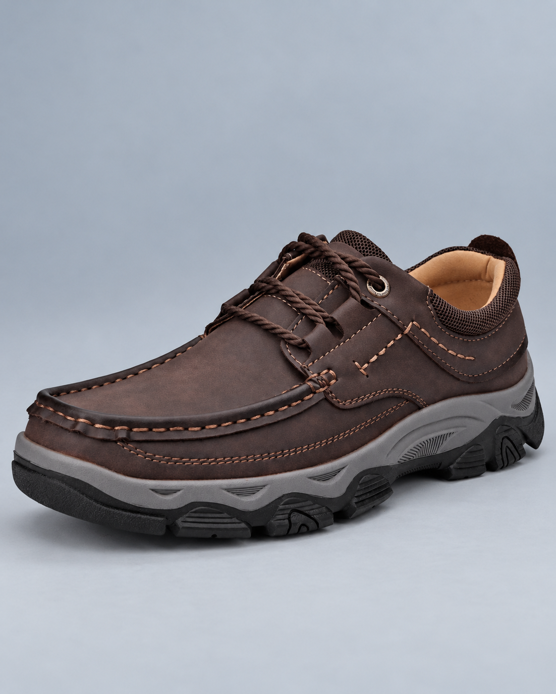 Men's Moc-Toe Lace-Up Walking Shoes – Rugged Comfort Casual Shoes