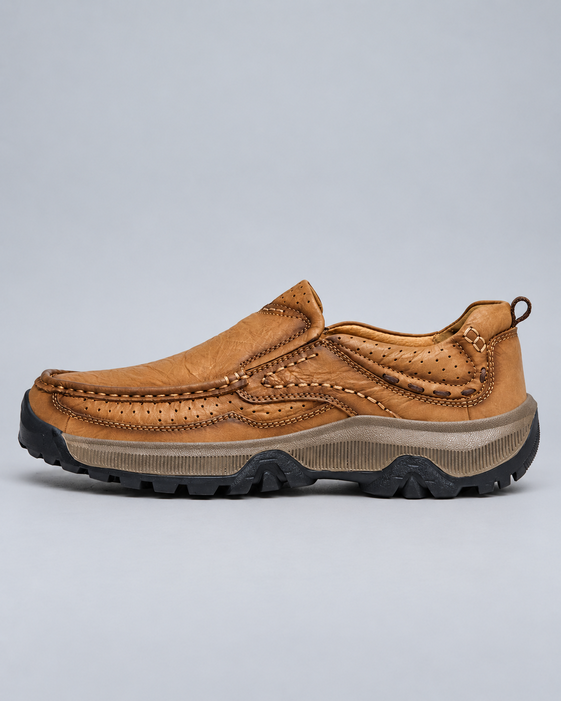 Men's Genuine Leather Slip-On Comfort Walking Shoes
