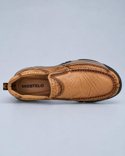 Men's Genuine Leather Slip-On Comfort Walking Shoes