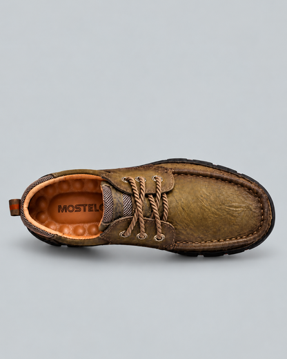 Men's Genuine Leather Outdoor Lace-Up Walking Shoes