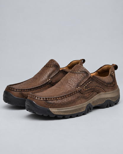 Men's Genuine Leather Slip-On Comfort Walking Shoes