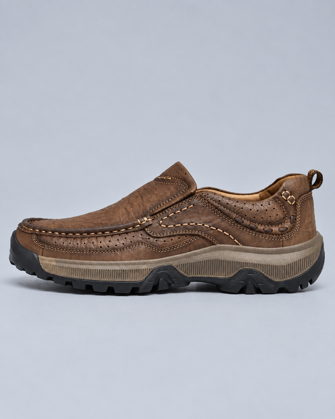 Men's Genuine Leather Slip-On Comfort Walking Shoes