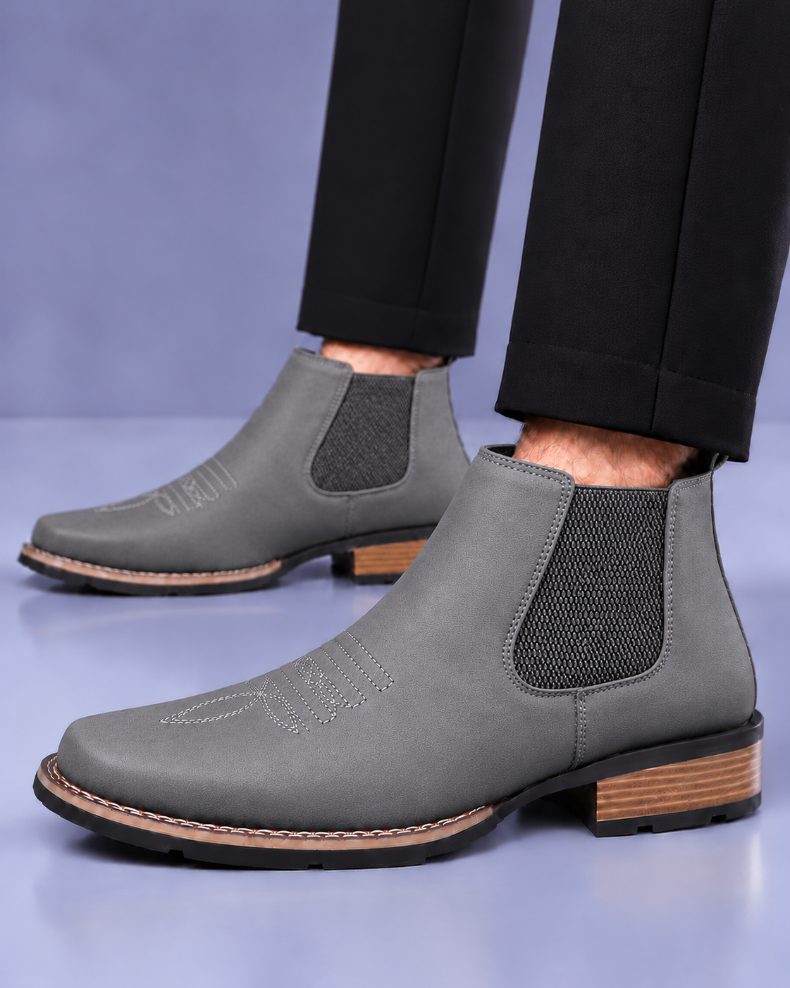 Men's Embroidered Western Chelsea Boots