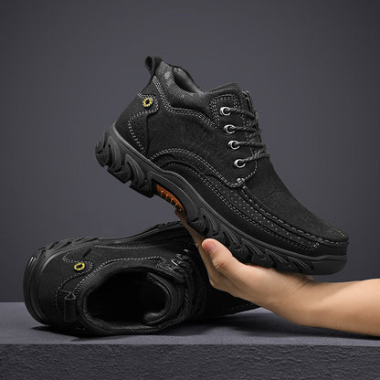 Mostelo® - Men's Leather Boots Leather Casual Men's Shoes Short Boots Outdoor Work Boots Suede Snow Boots