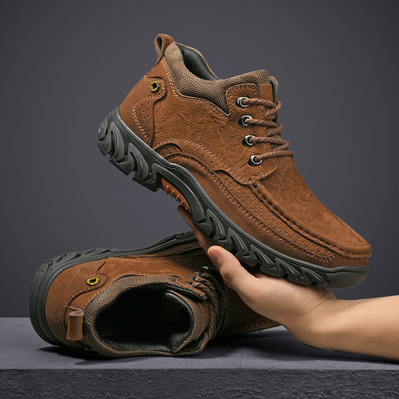 Mostelo® - Men's Leather Boots Leather Casual Men's Shoes Short Boots Outdoor Work Boots Suede Snow Boots