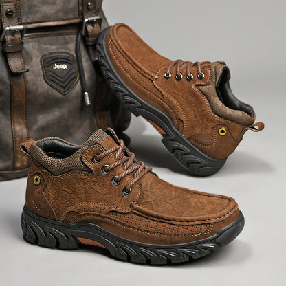 Mostelo® - Men's Leather Boots Leather Casual Men's Shoes Short Boots Outdoor Work Boots Suede Snow Boots