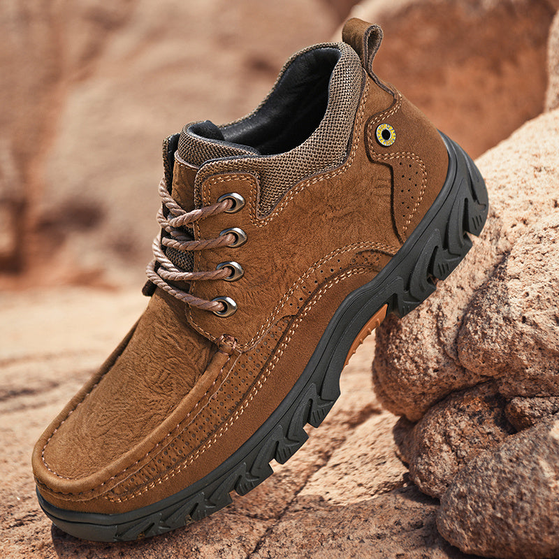 Mostelo® - Men's Leather Boots Leather Casual Men's Shoes Short Boots Outdoor Work Boots Suede Snow Boots
