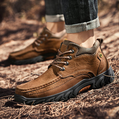 Mostelo® - Men's Leather Boots Leather Casual Men's Shoes Short Boots Outdoor Work Boots Suede Snow Boots