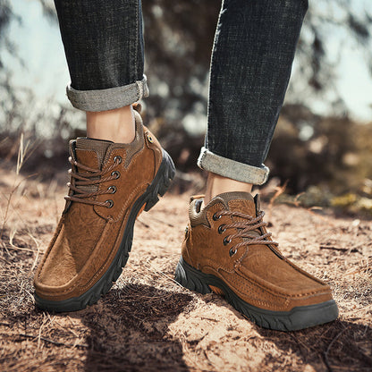 Mostelo® - Men's Leather Boots Leather Casual Men's Shoes Short Boots Outdoor Work Boots Suede Snow Boots