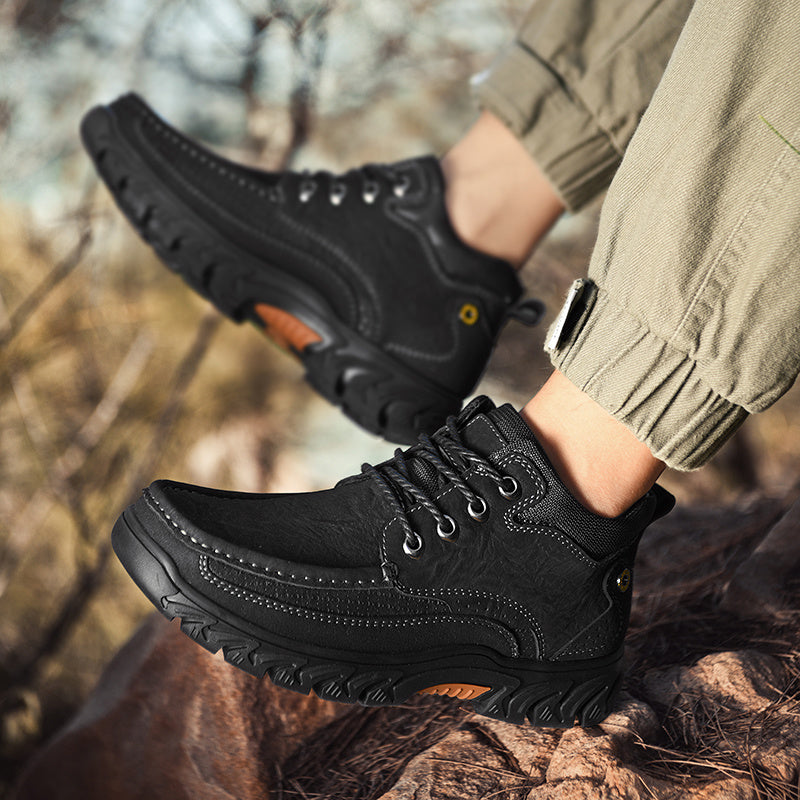 Mostelo® - Men's Leather Boots Leather Casual Men's Shoes Short Boots Outdoor Work Boots Suede Snow Boots