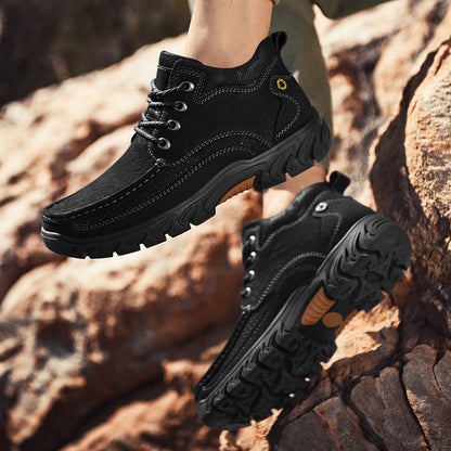 Mostelo® - Men's Leather Boots Leather Casual Men's Shoes Short Boots Outdoor Work Boots Suede Snow Boots