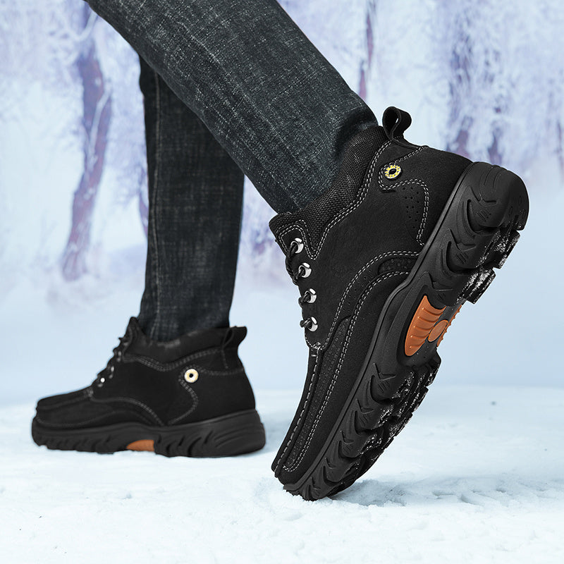 Mostelo® - Men's Leather Boots Leather Casual Men's Shoes Short Boots Outdoor Work Boots Suede Snow Boots