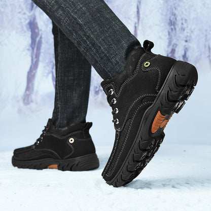 Mostelo® - Men's Leather Boots Leather Casual Men's Shoes Short Boots Outdoor Work Boots Suede Snow Boots
