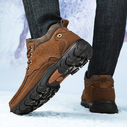 Mostelo® - Men's Leather Boots Leather Casual Men's Shoes Short Boots Outdoor Work Boots Suede Snow Boots