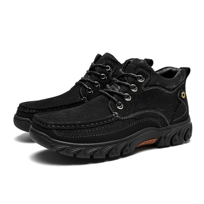 Mostelo® - Men's Leather Boots Leather Casual Men's Shoes Short Boots Outdoor Work Boots Suede Snow Boots