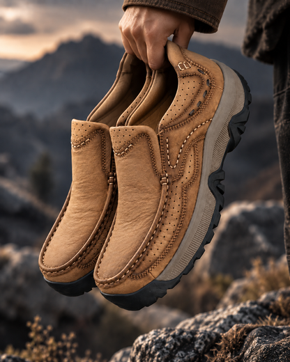 Men's Genuine Leather Slip-On Comfort Walking Shoes