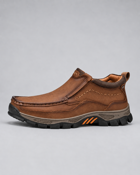 Men's Genuine Leather Mid-Top Slip-On Walking Shoes