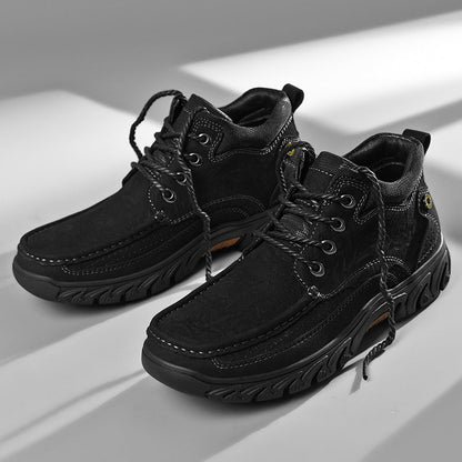Mostelo® - Men's Leather Boots Leather Casual Men's Shoes Short Boots Outdoor Work Boots Suede Snow Boots
