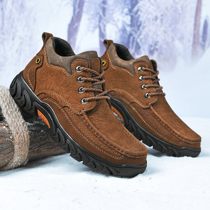 Mostelo® - Men's Leather Boots Leather Casual Men's Shoes Short Boots Outdoor Work Boots Suede Snow Boots