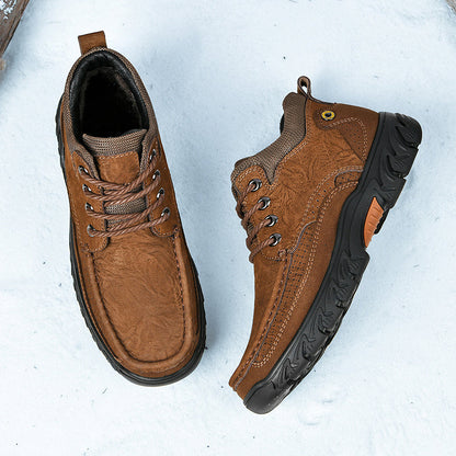 Mostelo® - Men's Leather Boots Leather Casual Men's Shoes Short Boots Outdoor Work Boots Suede Snow Boots