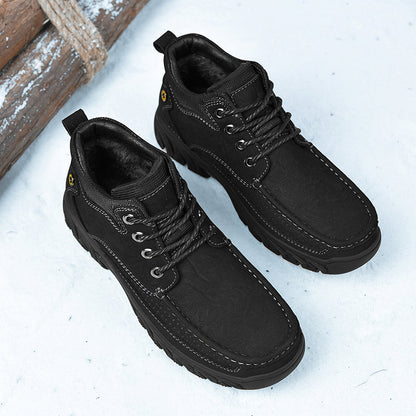 Mostelo® - Men's Leather Boots Leather Casual Men's Shoes Short Boots Outdoor Work Boots Suede Snow Boots