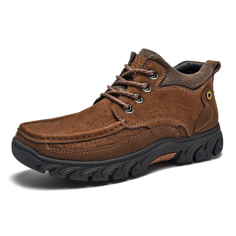 Mostelo® - Men's Leather Boots Leather Casual Men's Shoes Short Boots Outdoor Work Boots Suede Snow Boots