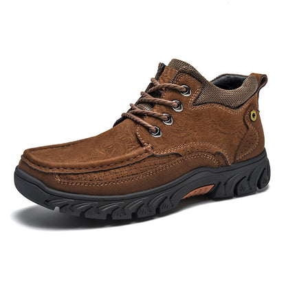 Mostelo® - Men's Leather Boots Leather Casual Men's Shoes Short Boots Outdoor Work Boots Suede Snow Boots