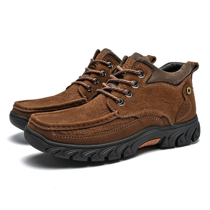 Mostelo® - Men's Leather Boots Leather Casual Men's Shoes Short Boots Outdoor Work Boots Suede Snow Boots