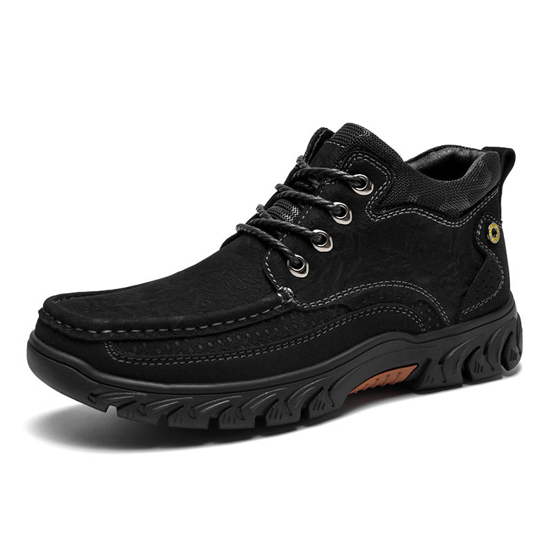 Mostelo® - Men's Leather Boots Leather Casual Men's Shoes Short Boots Outdoor Work Boots Suede Snow Boots