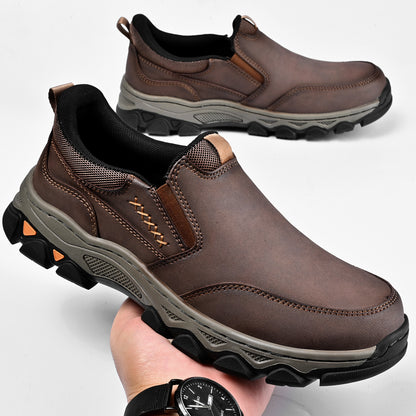 Mostelo® Mens Slip On Casual Outdoor Leather Walking Hiking Shoes V3686