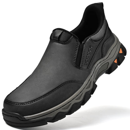 Mostelo® Mens Slip On Casual Outdoor Leather Walking Hiking Shoes V3686