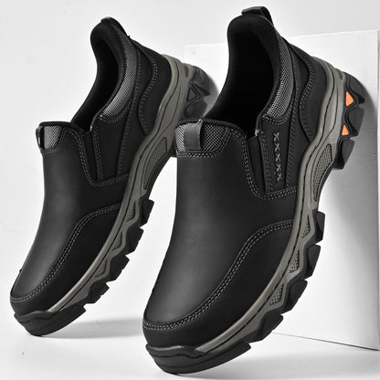 Mostelo® Mens Slip On Casual Outdoor Leather Walking Hiking Shoes V3686