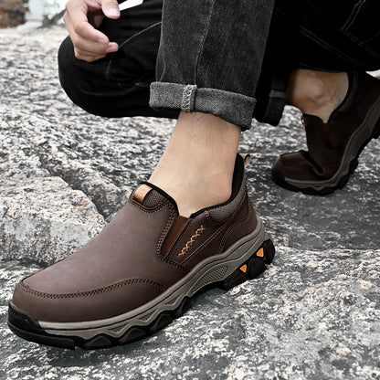 Mostelo® Mens Slip On Casual Outdoor Leather Walking Hiking Shoes V3686