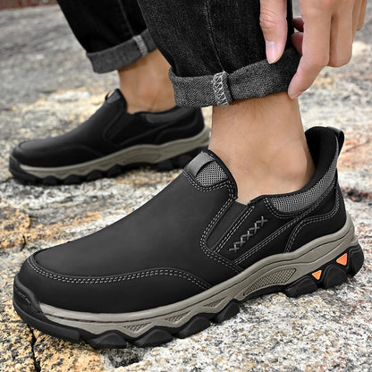Mostelo® Mens Slip On Casual Outdoor Leather Walking Hiking Shoes V3686