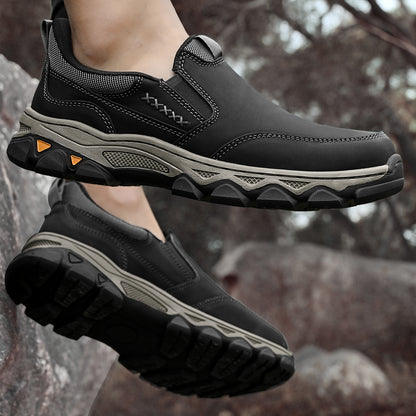 Mostelo® Mens Slip On Casual Outdoor Leather Walking Hiking Shoes V3686