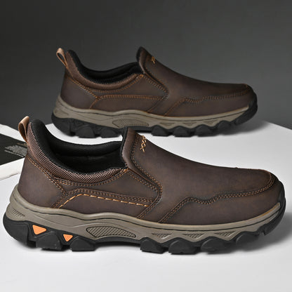 Mostelo® Mens Slip On Casual Outdoor Leather Walking Hiking Shoes V3382/V3699