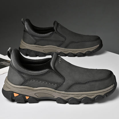 Mostelo® Mens Slip On Casual Outdoor Leather Walking Hiking Shoes V3382/V3699