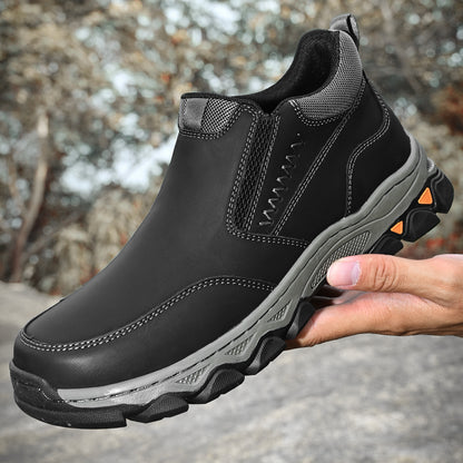 Mostelo® Mens Slip On Casual Outdoor Leather Walking Hiking Shoes V3382/V3699