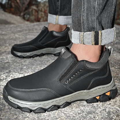Mostelo® Mens Slip On Casual Outdoor Leather Walking Hiking Shoes V3382/V3699