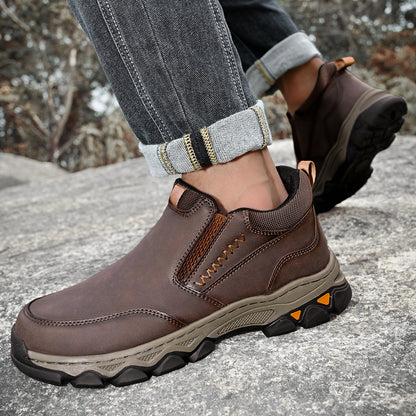 Mostelo® Mens Slip On Casual Outdoor Leather Walking Hiking Shoes V3382/V3699