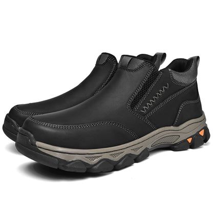 Mostelo® Mens Slip On Casual Outdoor Leather Walking Hiking Shoes V3382/V3699
