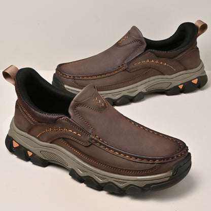 Mostelo® Mens Slip On Casual Outdoor Leather Walking Hiking Shoes V3688