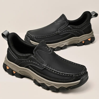 Mostelo® Mens Slip On Casual Outdoor Leather Walking Hiking Shoes V3688