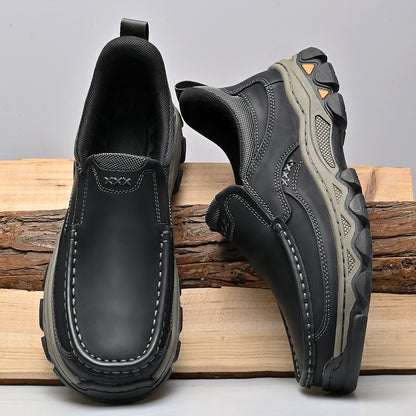 Mostelo® Mens Slip On Casual Outdoor Leather Walking Hiking Shoes V3689