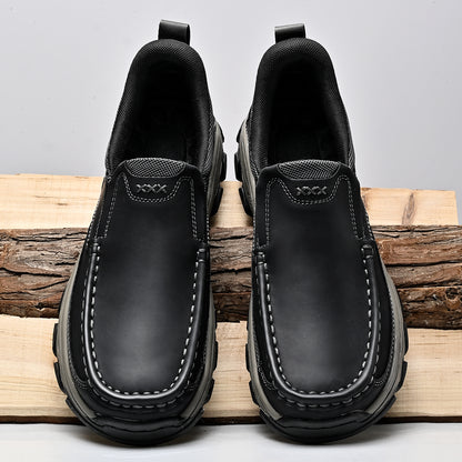Mostelo® Mens Slip On Casual Outdoor Leather Walking Hiking Shoes V3689