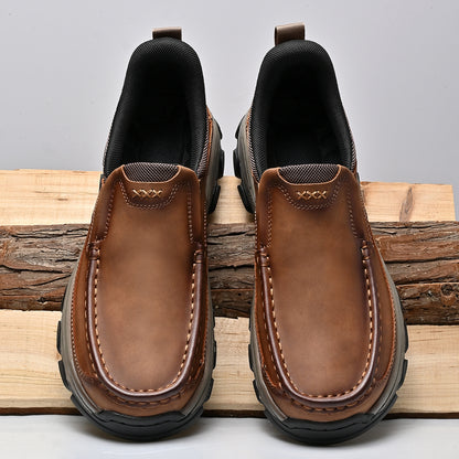 Mostelo® Mens Slip On Casual Outdoor Leather Walking Hiking Shoes V3689