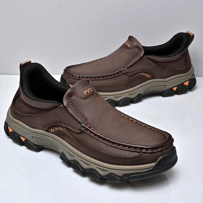 Mostelo® Mens Slip On Casual Outdoor Leather Walking Hiking Shoes V3689