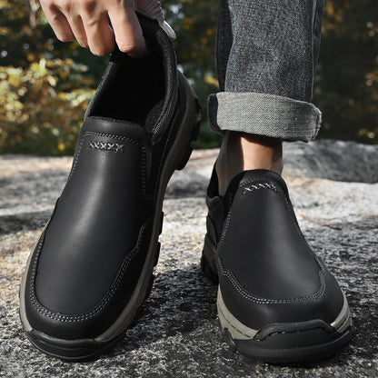 Mostelo® Mens Slip On Casual Outdoor Leather Walking Hiking Shoes V3382/V3699