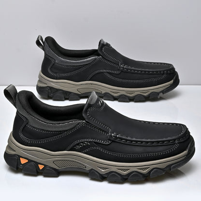 Mostelo® Mens Slip On Casual Outdoor Leather Walking Hiking Shoes V3689